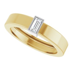 14K Yellow/White Gold Natural Diamond  Bezel-Set Ring Size 5.5 – image 5