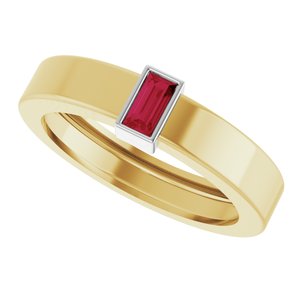 14K Yellow/White Gold Lab-Grown Ruby  Bezel-Set Ring Size 5.5 – image 5