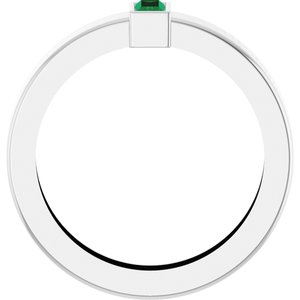 14K White Gold Lab-Grown Emerald  Bezel-Set Ring Size 5 – image 2