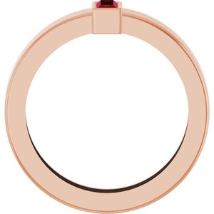 14K Rose Gold Lab-Grown Ruby  Bezel-Set Ring Size 5 – image 2
