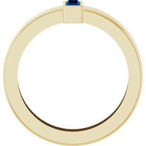 14K Yellow Gold Lab-Grown Blue Sapphire  Bezel-Set Ring Size 5 – image 2