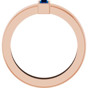 14K Rose Gold Lab-Grown Blue Sapphire  Bezel-Set Ring Size 5 – image 2