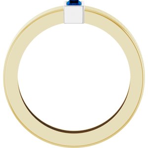 14K Yellow/White Gold Lab-Grown Blue Sapphire  Bezel-Set Ring Size 5 – image 2