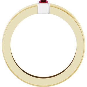 14K Yellow/White Gold Lab-Grown Ruby  Bezel-Set Ring Size 5 – image 2