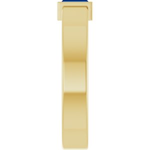 14K Yellow Gold Lab-Grown Blue Sapphire  Bezel-Set Ring Size 5 – image 4