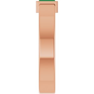 14K Rose Gold Lab-Grown Emerald  Bezel-Set Ring Size 5 – image 4