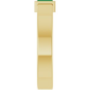 14K Yellow Gold Lab-Grown Emerald  Bezel-Set Ring Size 5 – image 4