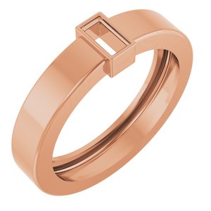 14K Rose Gold 4x2 mm Straight Baguette Bezel-Set Ring Mounting Size 5 – image 2