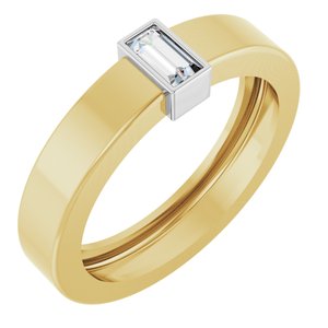 14K Yellow/White Gold 4x2 mm Straight Baguette Bezel-Set Ring Mounting Size 5