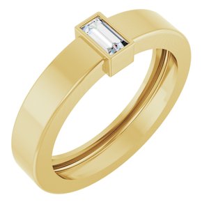 14K Yellow Gold 4x2 mm Straight Baguette Bezel-Set Ring Mounting Size 5