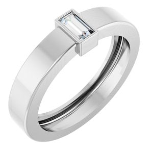 14K White Gold Lab-Grown Diamond  Bezel-Set Ring Size 5