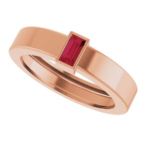 14K Rose Gold Lab-Grown Ruby  Bezel-Set Ring Size 5 – image 5