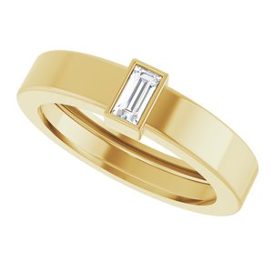 14K Yellow Gold 4x2 mm Straight Baguette Bezel-Set Ring Mounting Size 5 – image 8