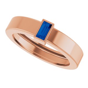 14K Rose Gold Lab-Grown Blue Sapphire  Bezel-Set Ring Size 5 – image 5