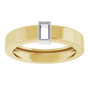 14K Yellow/White Gold 4x2 mm Straight Baguette Bezel-Set Ring Mounting Size 5 – image 6