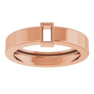 14K Rose Gold 4x2 mm Straight Baguette Bezel-Set Ring Mounting Size 5 – image 6
