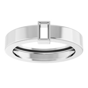 14K White Gold 4x2 mm Straight Baguette Bezel-Set Ring Mounting Size 5 – image 6