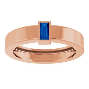 14K Rose Gold Lab-Grown Blue Sapphire  Bezel-Set Ring Size 5 – image 3