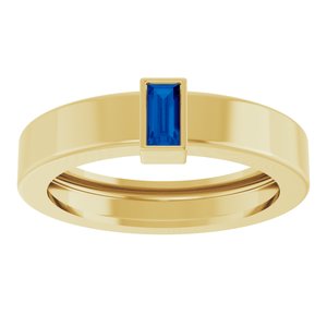 14K Yellow Gold Lab-Grown Blue Sapphire  Bezel-Set Ring Size 5 – image 3
