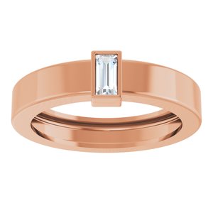 14K Rose Gold 4x2 mm Straight Baguette Bezel-Set Ring Mounting Size 5 – image 5