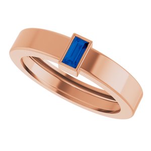 14K Rose Gold Lab-Grown Blue Sapphire  Bezel-Set Ring Size 6 – image 5