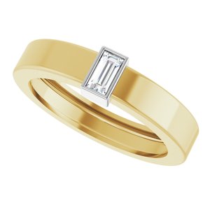 14K Yellow/White Gold Natural Diamond  Bezel-Set Ring Size 6 – image 5