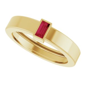 14K Yellow Gold Lab-Grown Ruby  Bezel-Set Ring Size 6 – image 5