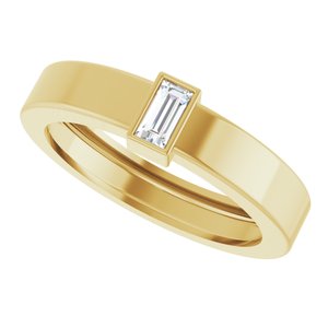 14K Yellow Gold Natural Diamond  Bezel-Set Ring Size 6 – image 5