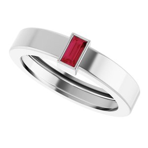 14K White Gold Lab-Grown Ruby  Bezel-Set Ring Size 6 – image 5