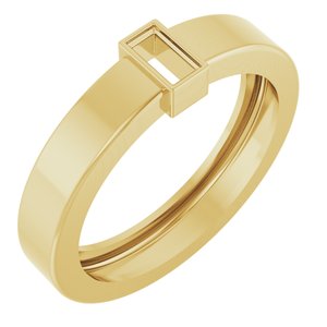 14K Yellow Gold 4x2 mm Straight Baguette Bezel-Set Ring Mounting Size 6 – image 2