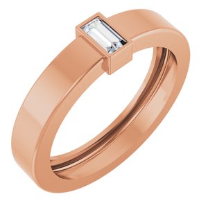14K Rose Gold Natural Diamond  Bezel-Set Ring Size 6