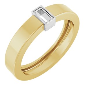 14K Yellow/White Gold 4x2 mm Straight Baguette Bezel-Set Ring Mounting Size 6 – image 2