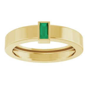 14K Yellow Gold Lab-Grown Emerald  Bezel-Set Ring Size 6 – image 3