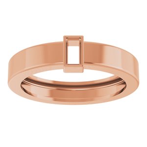 14K Rose Gold 4x2 mm Straight Baguette Bezel-Set Ring Mounting Size 6 – image 6