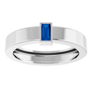 14K White Gold Lab-Grown Blue Sapphire  Bezel-Set Ring Size 6 – image 3