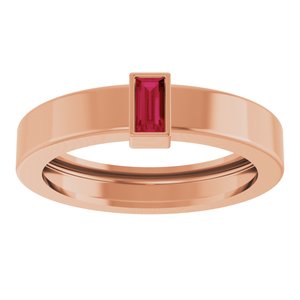 14K Rose Gold Lab-Grown Ruby  Bezel-Set Ring Size 6 – image 3