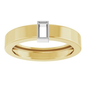 14K Yellow/White Gold 4x2 mm Straight Baguette Bezel-Set Ring Mounting Size 6 – image 6
