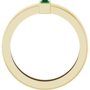 14K Yellow Gold Lab-Grown Emerald  Bezel-Set Ring Size 6 – image 2