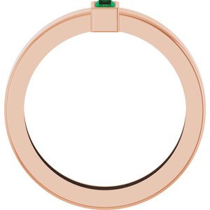 14K Rose Gold Lab-Grown Emerald  Bezel-Set Ring Size 6 – image 2