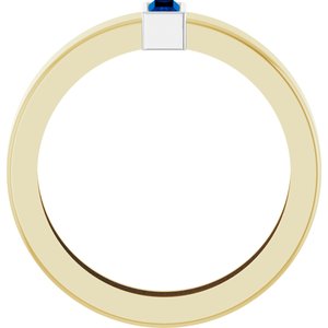 14K Yellow/White Gold Lab-Grown Blue Sapphire  Bezel-Set Ring Size 6 – image 2