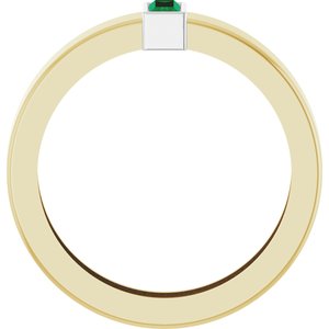 14K Yellow/White Gold Lab-Grown Emerald  Bezel-Set Ring Size 6 – image 2