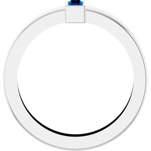 14K White Gold Lab-Grown Blue Sapphire  Bezel-Set Ring Size 6 – image 2