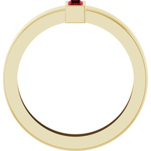 14K Yellow Gold Lab-Grown Ruby  Bezel-Set Ring Size 6 – image 2