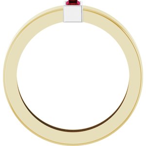 14K Yellow/White Gold Lab-Grown Ruby  Bezel-Set Ring Size 6 – image 2
