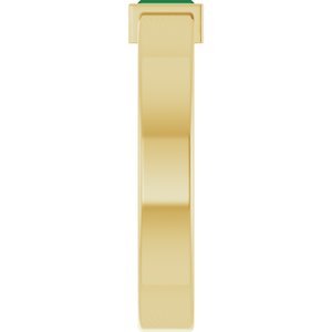 14K Yellow Gold Lab-Grown Emerald  Bezel-Set Ring Size 6 – image 4