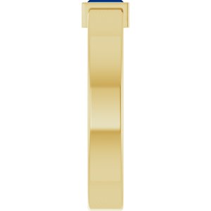 14K Yellow Gold Lab-Grown Blue Sapphire  Bezel-Set Ring Size 6 – image 4