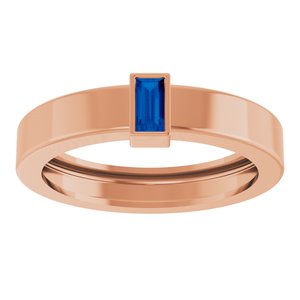 14K Rose Gold Lab-Grown Blue Sapphire  Bezel-Set Ring Size 6.5 – image 3