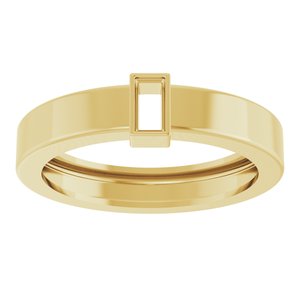 14K Yellow Gold 4x2 mm Straight Baguette Bezel-Set Ring Mounting Size 6.5 – image 6
