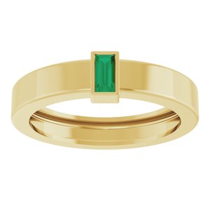 14K Yellow Gold Lab-Grown Emerald  Bezel-Set Ring Size 6.5 – image 3