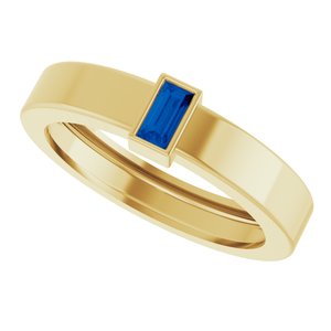 14K Yellow Gold Lab-Grown Blue Sapphire  Bezel-Set Ring Size 6.5 – image 5